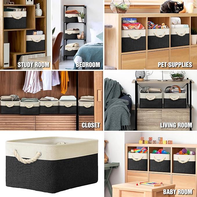 SIMPLE HOUSEWARE Large Fabric Storage Bin, 15.7