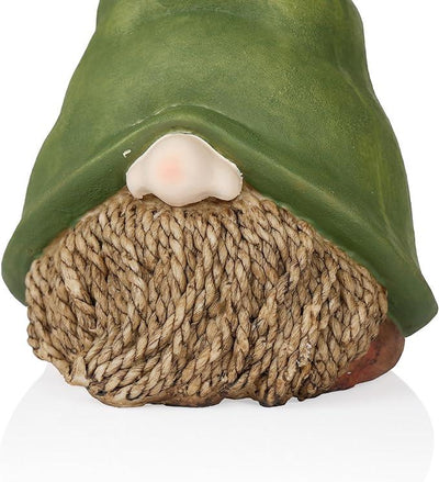 Alpine Corporation QWR1440 Gnome Head with Sculpted Rope Beard and Flower on Hat, Playful Décor for Garden & Patio, 10