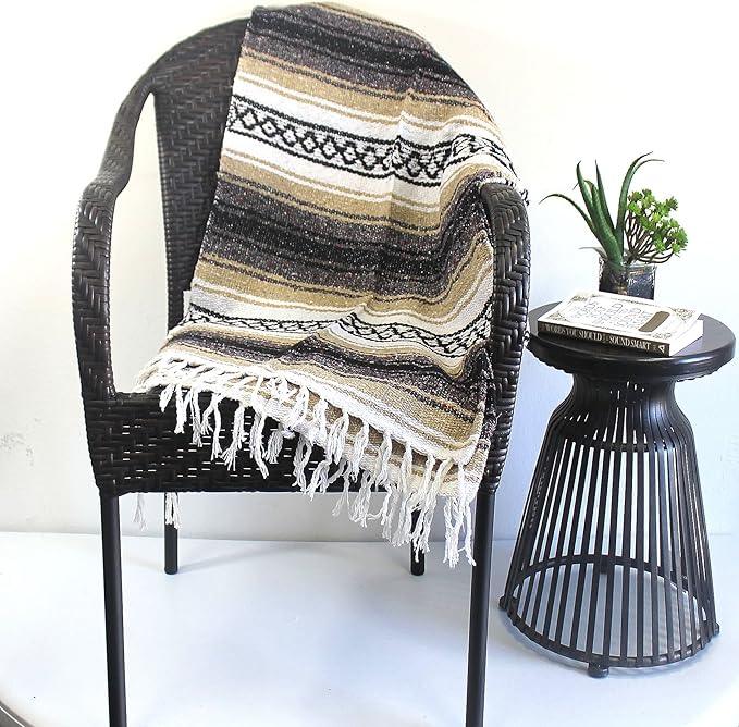 Del Mex Classic Mexican Blanket, Large Authentic Woven Falsa Throw (70