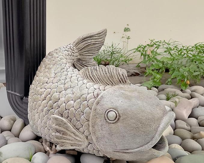 Real Fish Sculpture Gutter Diverter Rain,Eco-Friendly Resin Gutter Extender Diverter,Deco Gutter Extension Downspout, Splash Block, Perfect Rain Gutter Downspout Extension for 3