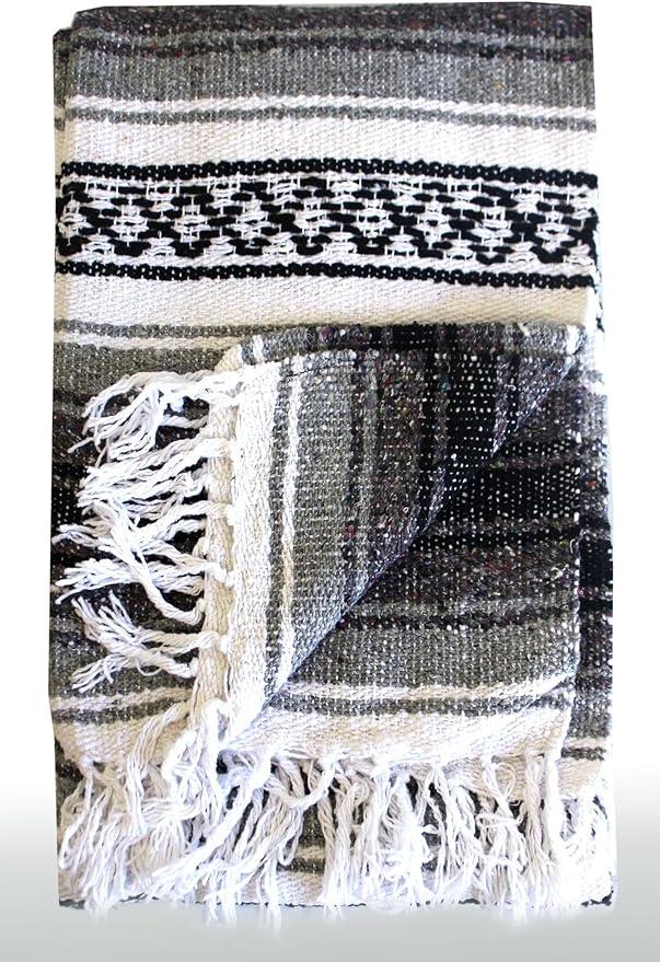 Del Mex Classic Mexican Blanket, Large Authentic Woven Falsa Throw (70