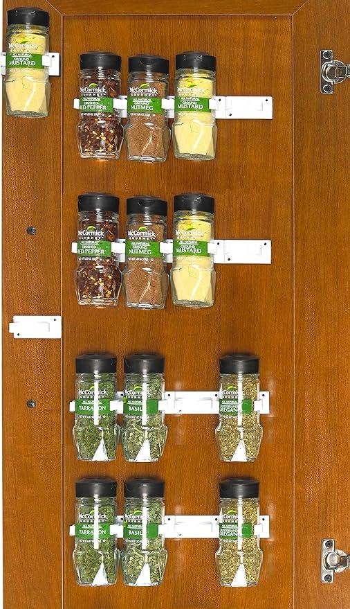Simple Houseware Spice Gripper Clips Strips Cabinet Holder - 4 Strips, Holds 20 Jars, White
