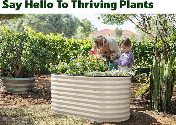 Galvanized Raised Garden Beds Outdoor // 4×2×2 ft Planter Raised Beds for Gardening, Vegetables, Flowers // Large Metal Garden Box (White) // Patented Tool-Free Design