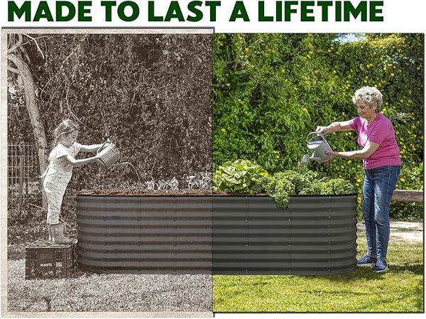 Galvanized Raised Garden Beds Outdoor // 8×2×2 ft Planter Raised Beds for Gardening, Vegetables, Flowers (Gray) // Large Metal Garden Box // Patented Tool-Free Design