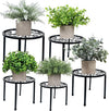 HAINARverS Metal Plant Stands 5-Pack, Heavy Duty Rustproof Iron Corner Flower Pot Stand Holder,Round Supports Display Rack Tiered Plant Stand Shelf For Indoor And Outdoor Multiple (Black)