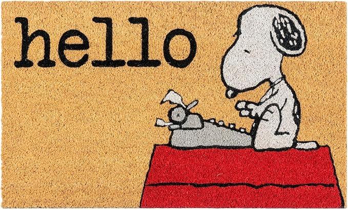 Gertmenian Peanuts Snoopy Coir Doormat - 2x3 Welcome Mat (2-Pack), Ideal for High Traffic Areas in Front Door, Garage, Entryway - Welcome, 80022