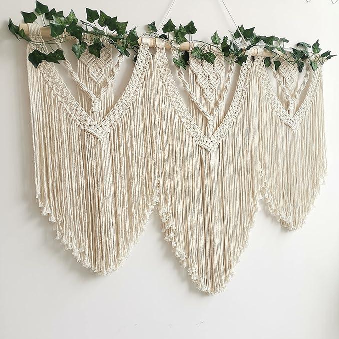guzhiou large macrame wall hanging - Boho Tapestry Macrame Wall Decor Art- Chic Bohemian Handmade Woven Tapestry Home Decoration for Bedroom Living Room Apartment Wedding Party - 43