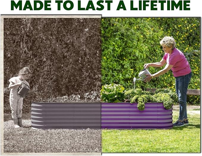 9-in-1 Galvanized Steel Raised Garden Bed // 8×2×1.5 ft Modular Planter for Gardening, Vegetables, Flowers // 18