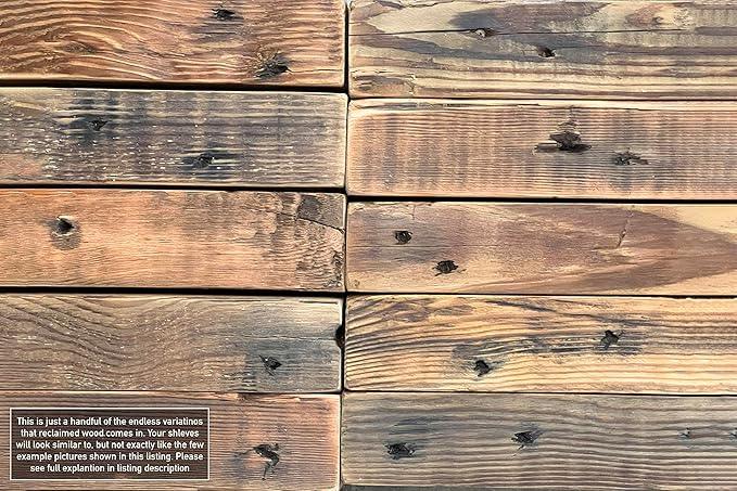 Urban Legacy Reclaimed Barn Joist Deep Floating Shelves | Deep Shelves with Low Profile Shelf Bracket with High Weight Capacity, Set of 2 (36