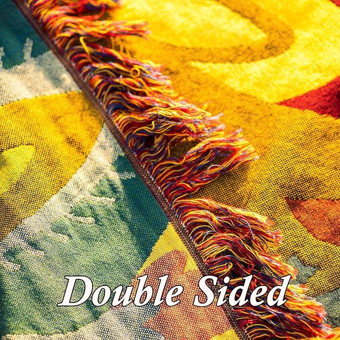 Snycler Boho Throw Blanket for Bed, 100% Organic Cotton Muslin Soft Throw-Yellow Boho Floral Farmhouse Rustic Spring Summer Fall Decor Blanket for Couch Sofa Quilt and Gift, 60