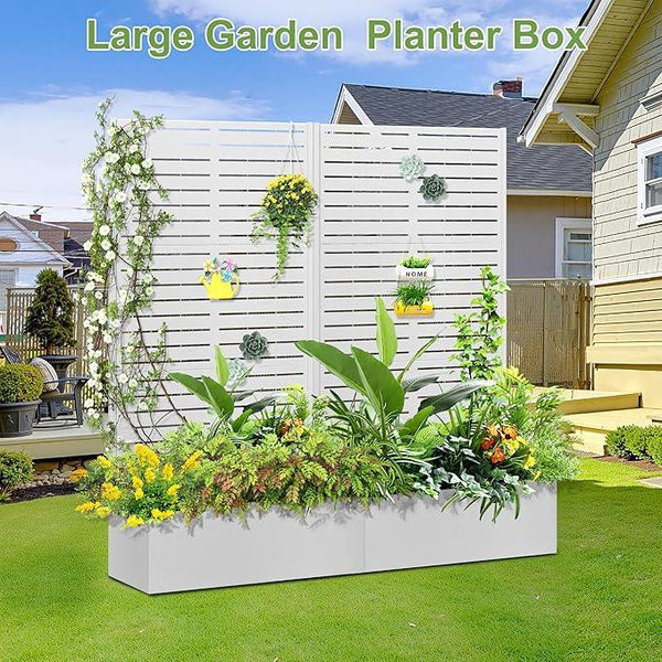 Trellis for Climbing Plants Outdoor，Mental Garden Bed with Drainage Holes Outdoor Privacy Screen Design Tall planters for herb Flower Vegetables 73