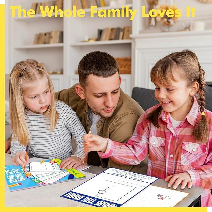 Road Trip Game Pad, 80 Perforated Sheets Travel Activity Pad, 5 Games in 1 Pad, Plane, Car Trip Activity, Pen Pencil & Paper Game for Kids, Adults (6” x 9”)
