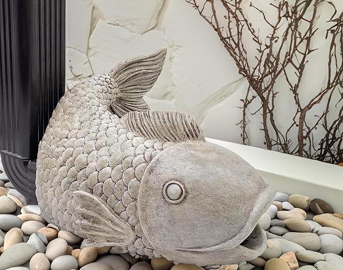 Real Fish Sculpture Gutter Diverter Rain,Eco-Friendly Resin Gutter Extender Diverter,Deco Gutter Extension Downspout, Splash Block, Perfect Rain Gutter Downspout Extension for 3