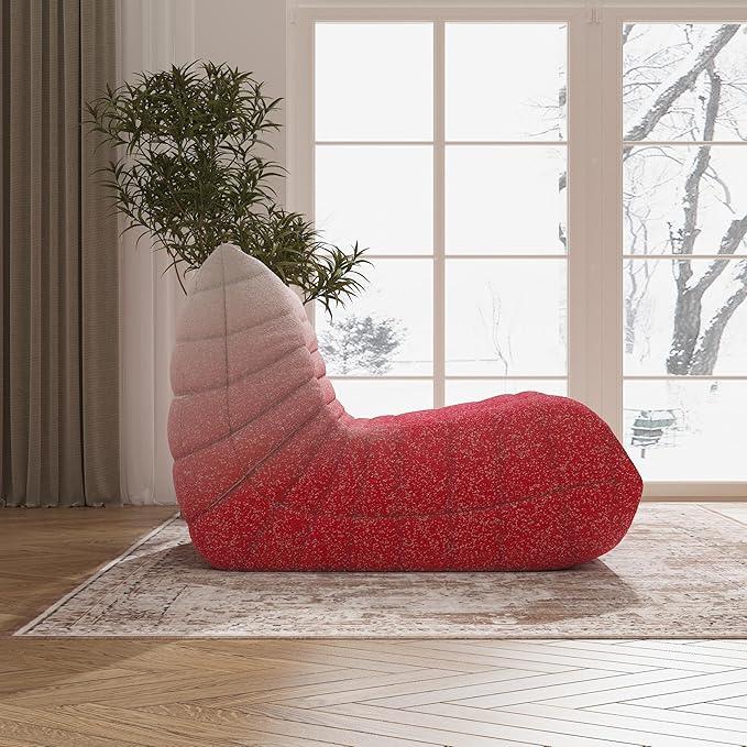 Bean Bag Chair, Fireside Chair Bean Bag Sofa Large Bean Bag Chair for Adults, Bean Bag Chairs for Teens with High Density Comfortable Foam, Memory Foam Bean Bag for Living Room, Bedroom (Pink&White)