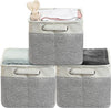 SIMPLE HOUSEWARE Large Fabric Storage Bin, 14.4" x 10" with Handles, 3-Pack, Foldable Organizer for Closet and Shelf, Gray