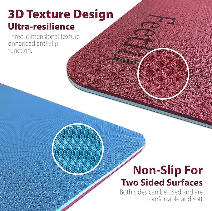 Extra Thick Exercise Yoga Mat with Strap - 2/5 Inch (10MM), Non-Slip Workout Mat for Yoga, Pilates, and Floor Exercises