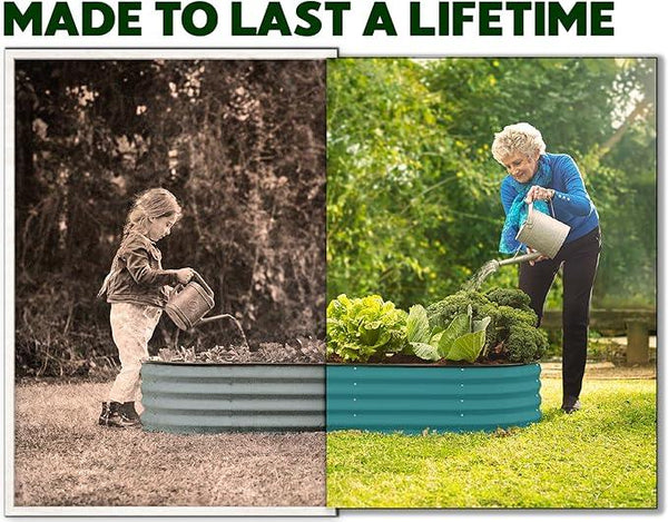 Galvanized Raised Garden Beds Outdoor // 4×2×1 ft Planter Raised Beds for Gardening, Vegetables, Flowers // Large Metal Garden Box (Turquoise)