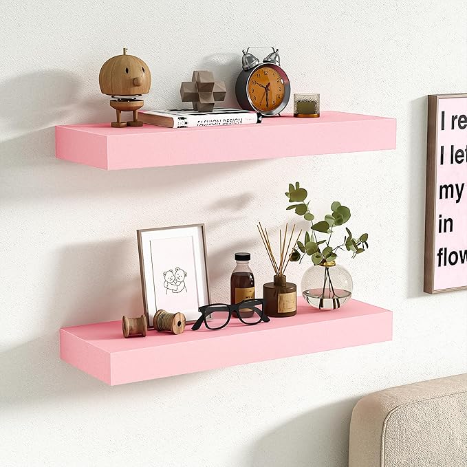 BAMEOS Pink Floating Shelves for Wall, 16