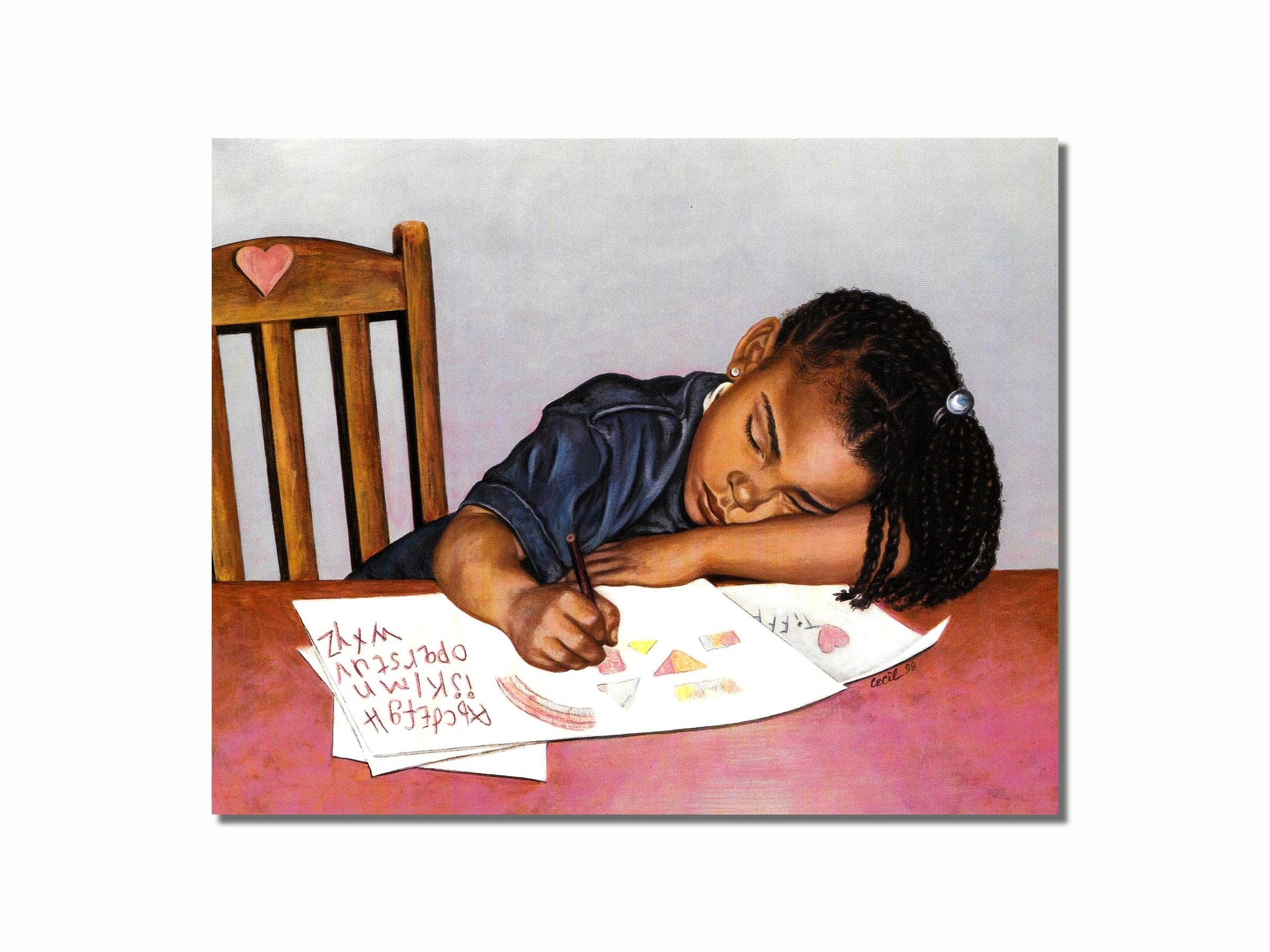African American Art Print – Black Girl Homework 8x10 Wall Art, Ready to Frame
