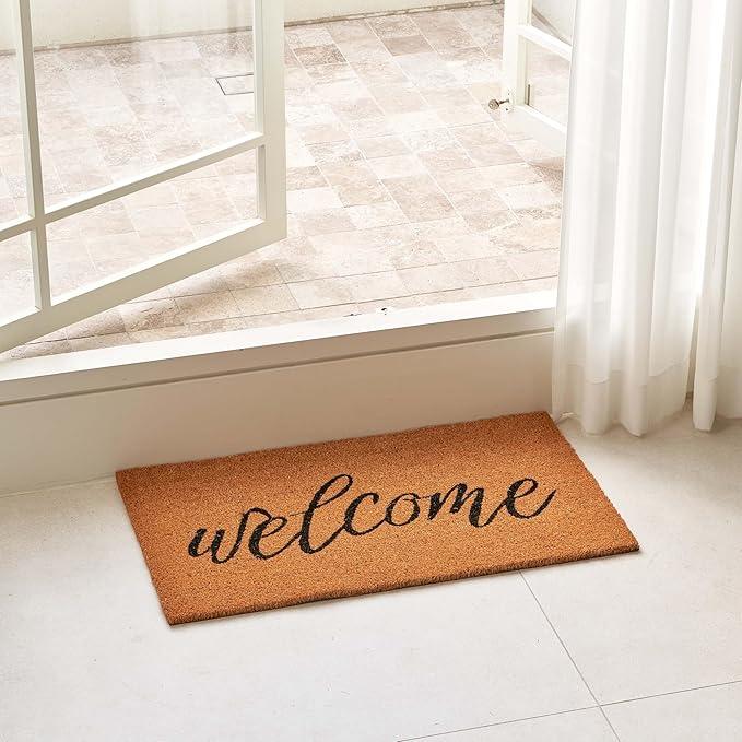 KANKUN Coco Coir Door Mat with Heavy Duty Backing, Welcome Doormat (17