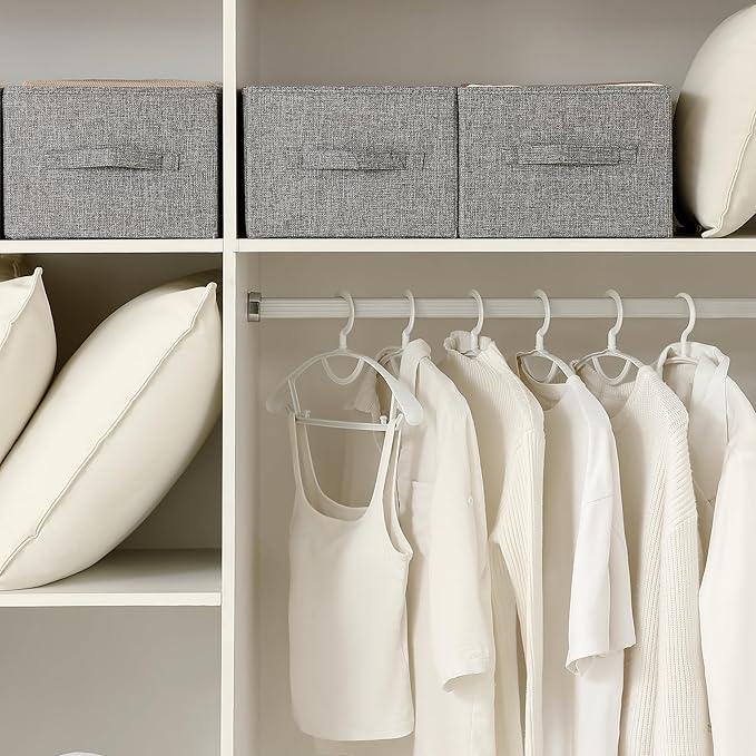 Linen Folding Storage Bins, 3 Pack Large Storage Baskets, Washable, Clothing Storage Bins with Handle, Closet Organizer for Storage Sweater,Sheets(dark grey, 18½