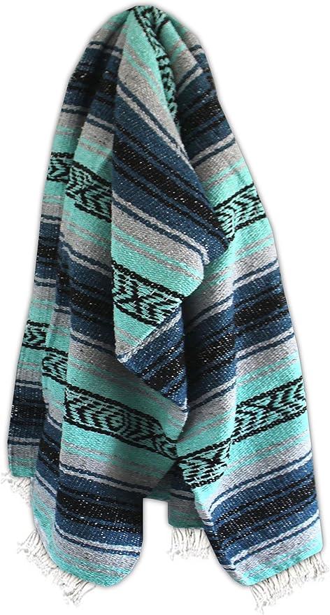 Del Mex Classic Mexican Blanket, Large Authentic Woven Falsa Throw (70