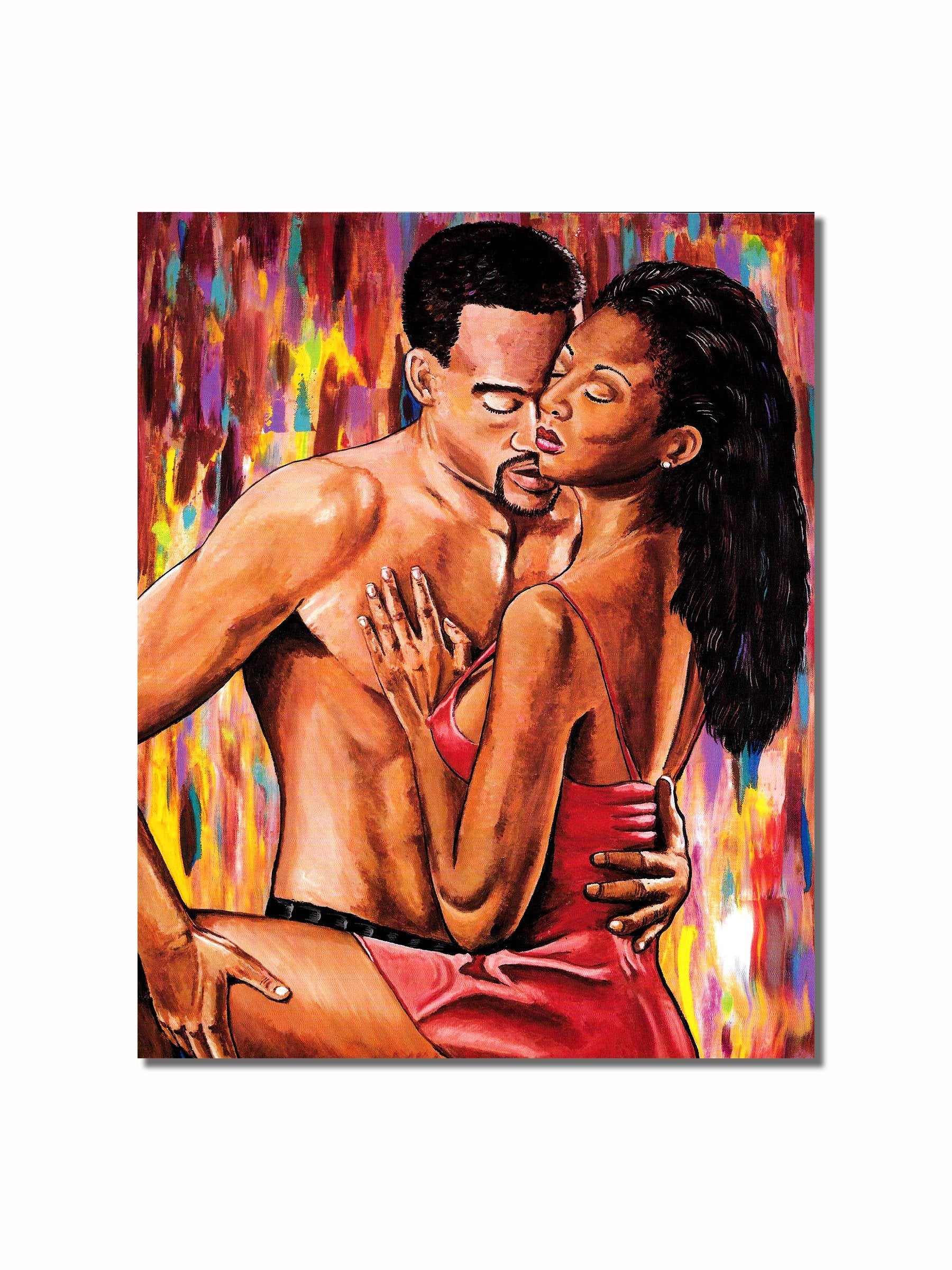 African American Art Print – Black Couple Wall Art 8x10 Ready to Frame