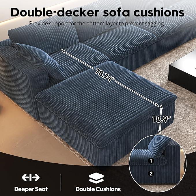 Oversized Modular Sectional Cloud Couch,157.5