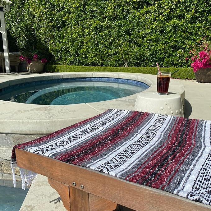 Del Mex Classic Mexican Blanket, Large Authentic Woven Falsa Throw (70