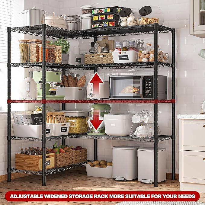 REIBII 5 Tier Wire Shelving Storage Shelves Loads 1430LBS, 58