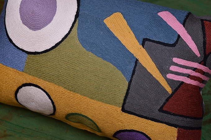 Lumbar Kandinsky Abstract Pillow Cover - Soul Modern Chair Pillowcase Abstract Couch Cushion Contemporary Pillowsham Farmhouse Sofa Handmade Wool Size 14x20