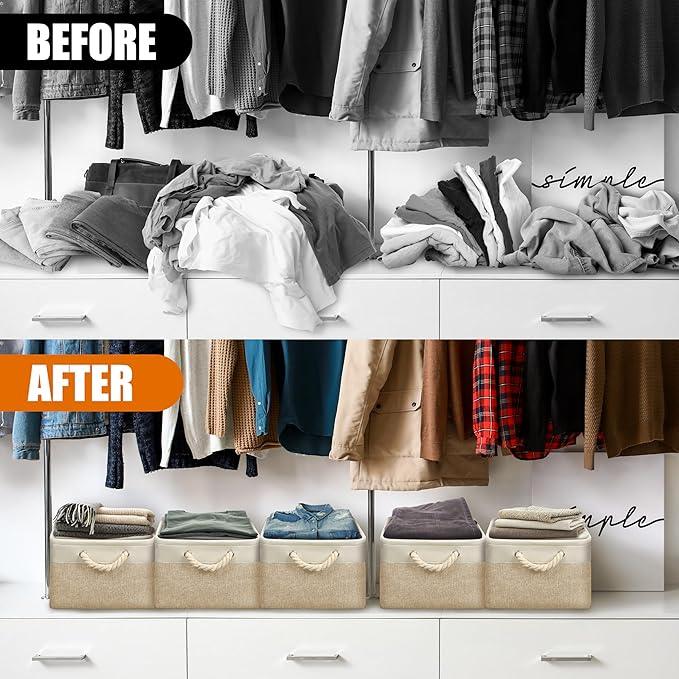 SIMPLE HOUSEWARE Large Fabric Storage Bin, 15.7