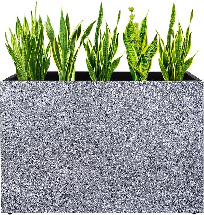 Metal Rectangular Planter Box, Galvanized Steel Tall Planters for Outdoor Plants, 35.5