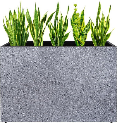 Metal Rectangular Planter Box, Galvanized Steel Tall Planters for Outdoor Plants, 35.5