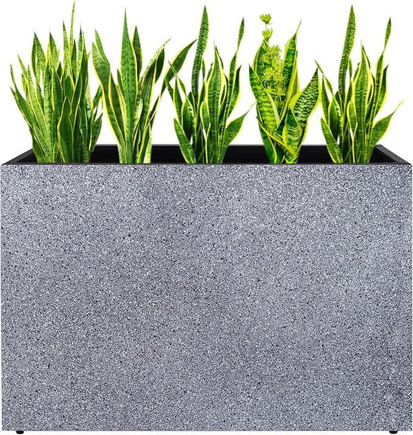 Metal Rectangular Planter Box, Galvanized Steel Tall Planters for Outdoor Plants, 35.5