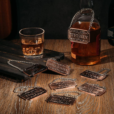 Decanter Tags Copper Set of 8 for Alcohol - The Wine Savant - Bottle - Whiskey, Scotch, Bourbon, Gin, Rum, Vodka, Tequila and Brandy, Fits All Bottles, Great Home Gift, Gifts for Men & Women 3