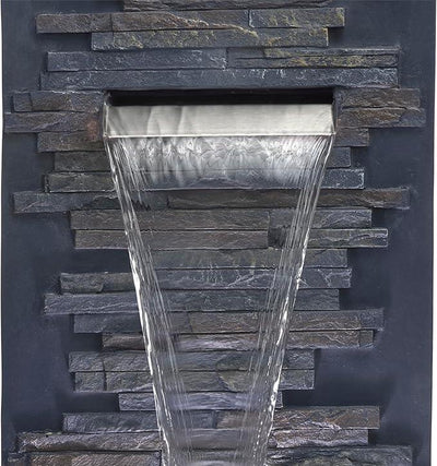 Alpine Corporation WIN1562 Outdoor Modern Stainless Steel Geometric Orbs Water Floor Fountain for Patios, Gardens, and Outdoor Decor, 55