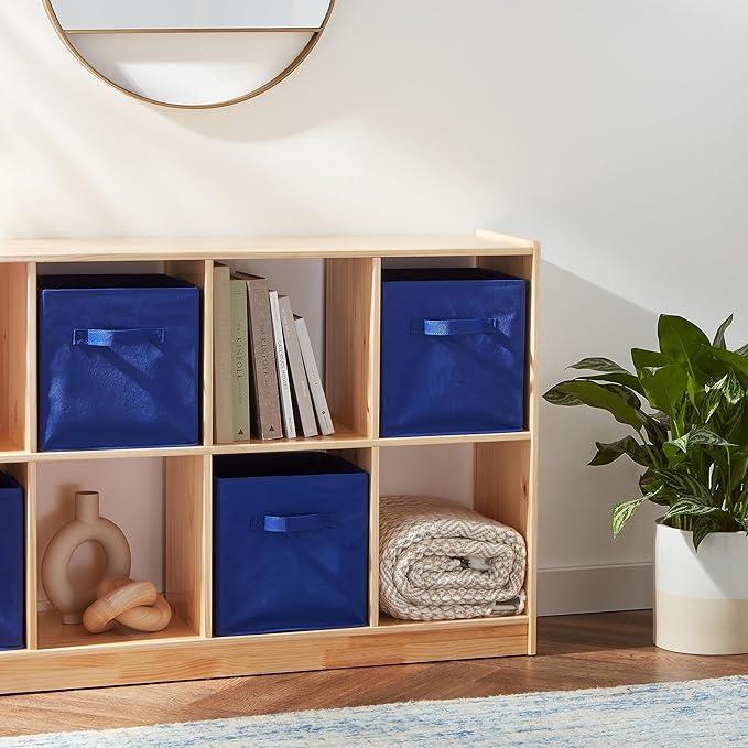 Amazon Basics Cube Organizer Storage Bins Handles, Collapsible Fabric, Pack of 6, 10.5