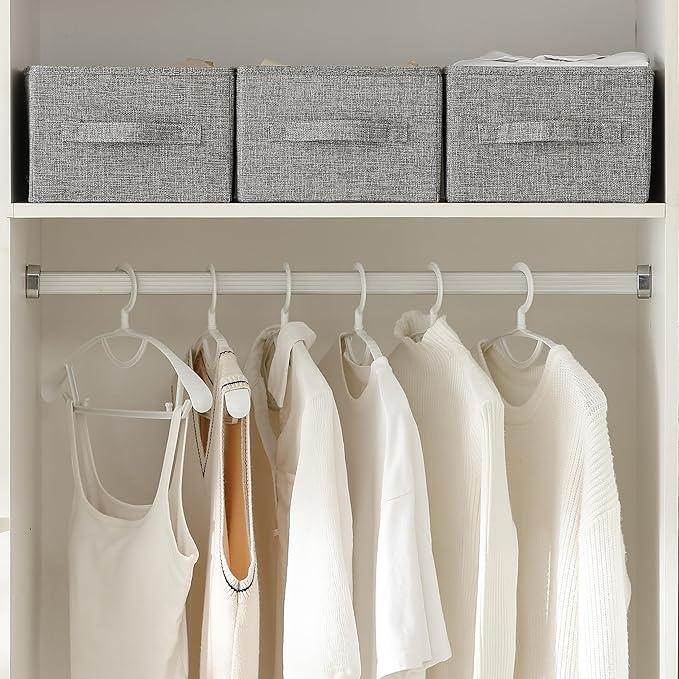 Linen Folding Storage Bins, 3 Pack Large Storage Baskets, Washable, Clothing Storage Bins with Handle, Closet Organizer for Storage Sweater,Sheets(dark grey, 16