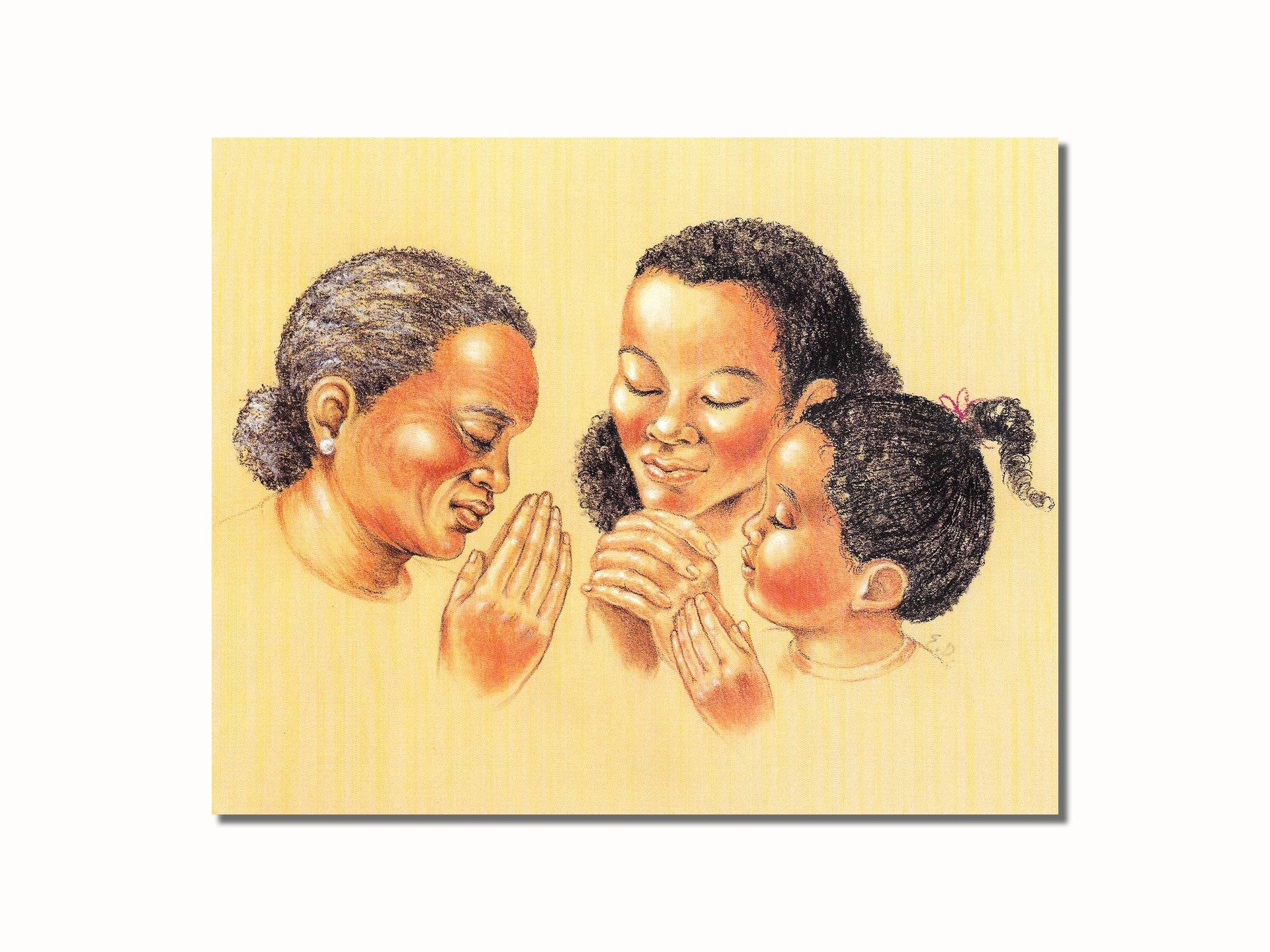 African American Art Print – Black Wall Art 8x10 Lithograph of Praying Women