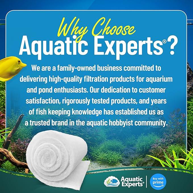 Aquatic Experts Aquarium Filter Floss for Fish Tank Filters - FilterFirst Aquarium Filter Pad - Media Roll for Crystal Clear Water, 3/4