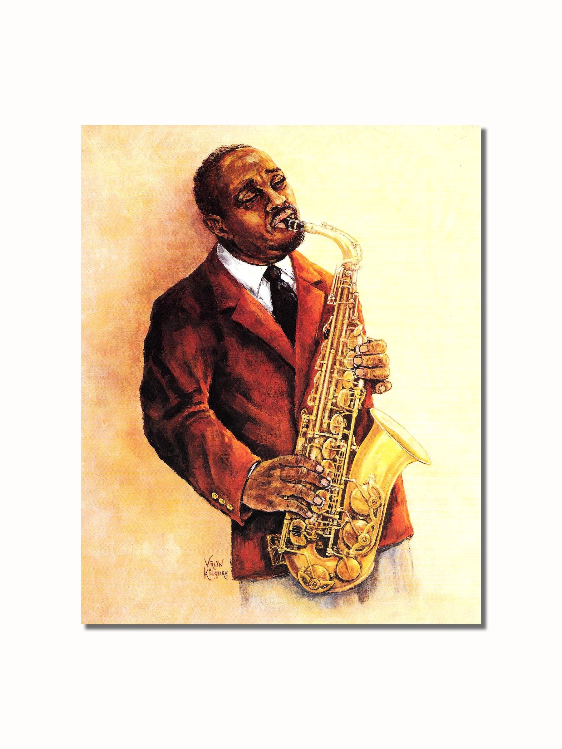 Jazz Saxophone Art Print - African American 8x10 Wall Art, Vivid Lithograph