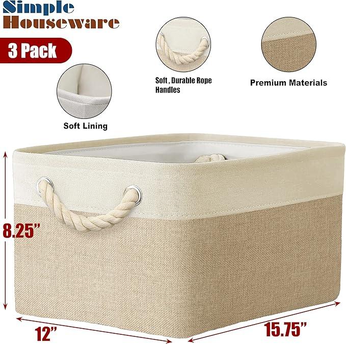SIMPLE HOUSEWARE Large Fabric Storage Bin, 15.7