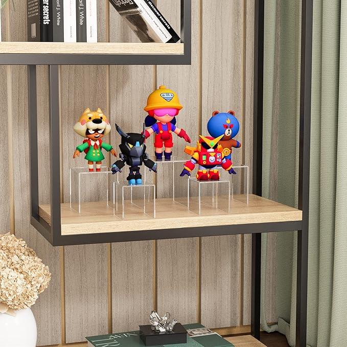 Square Acrylic Shelf Risers 3pcs, Acrylic Dessert Table Display Set, Clear Acrylic Showcase Collectibles Display Shelf for Funko Pop, Cupcake, Toys, Watches, Table Decorations - 4''x5''x6''
