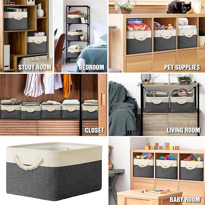 SIMPLE HOUSEWARE Large Fabric Storage Bin, 15.7