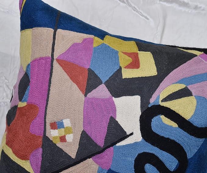 Wool Cotton Blend Abstract Flow Plush Pillow Cover - 18x18, Indoor and Outdoor