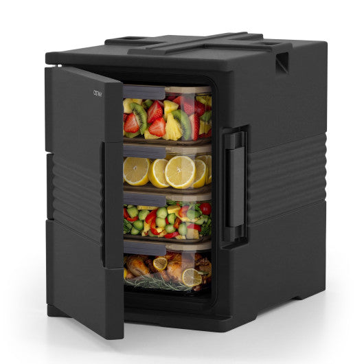 91 Qt Insulated Food Pan Carrier with Door Shafts-Black