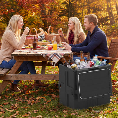 91 Qt Insulated Food Pan Carrier with Door Shafts-Black