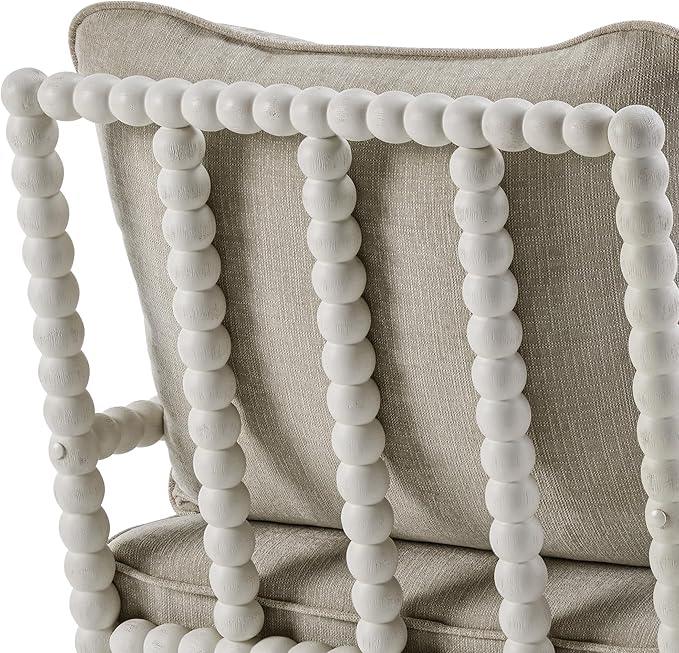 DUHOME Linen Fabric Spindle Accent Chairs Set of 2 with Wood Frame,Modern Accent Chairs with Padded Spring Seat and Brushed White Base for Living Room Bedroom Farmhouse Home Office Belcony