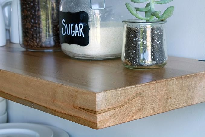 Urban Legacy Deep Floating Shelves | Wormy Maple with Furniture Grade Clear Coat | Low Profile Brackets | Set of 2 (24